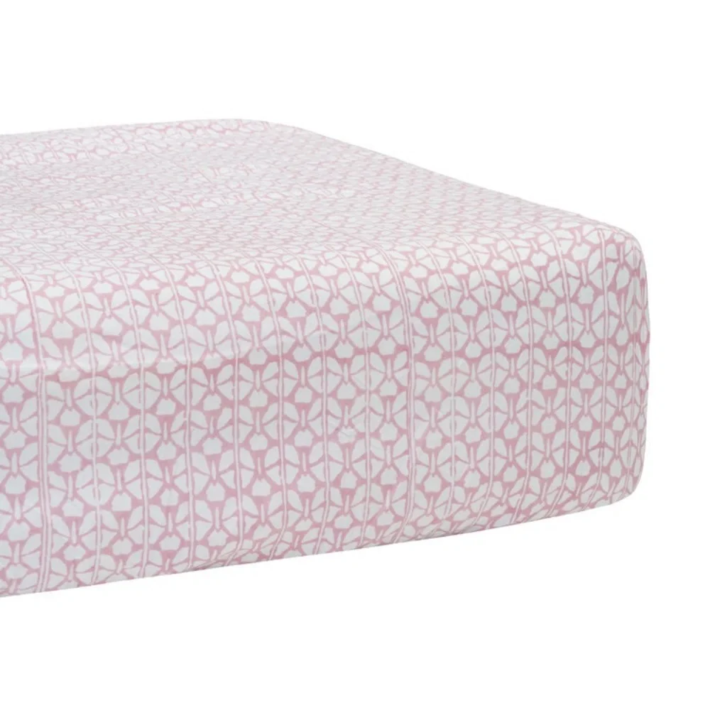 NWOT Block Printed Fitted Crib Sheet - Baby Girl - Pink Plum Shibori - Cotton